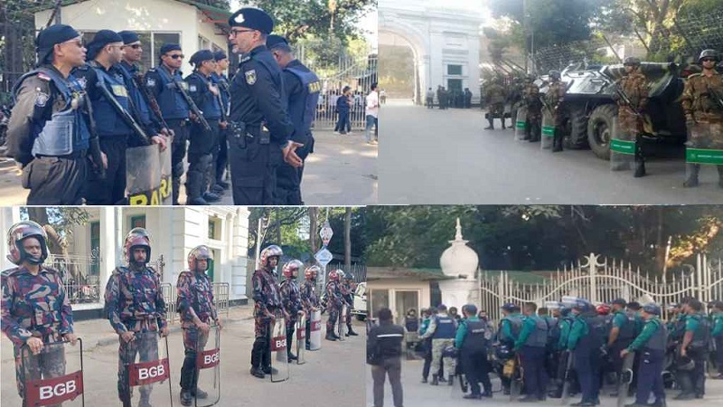 কঠোর নিরাপত্তা বলয়ে আদালতপাড়া, চার বাহিনীর কড়া অবস্থান ও তল্লাশি