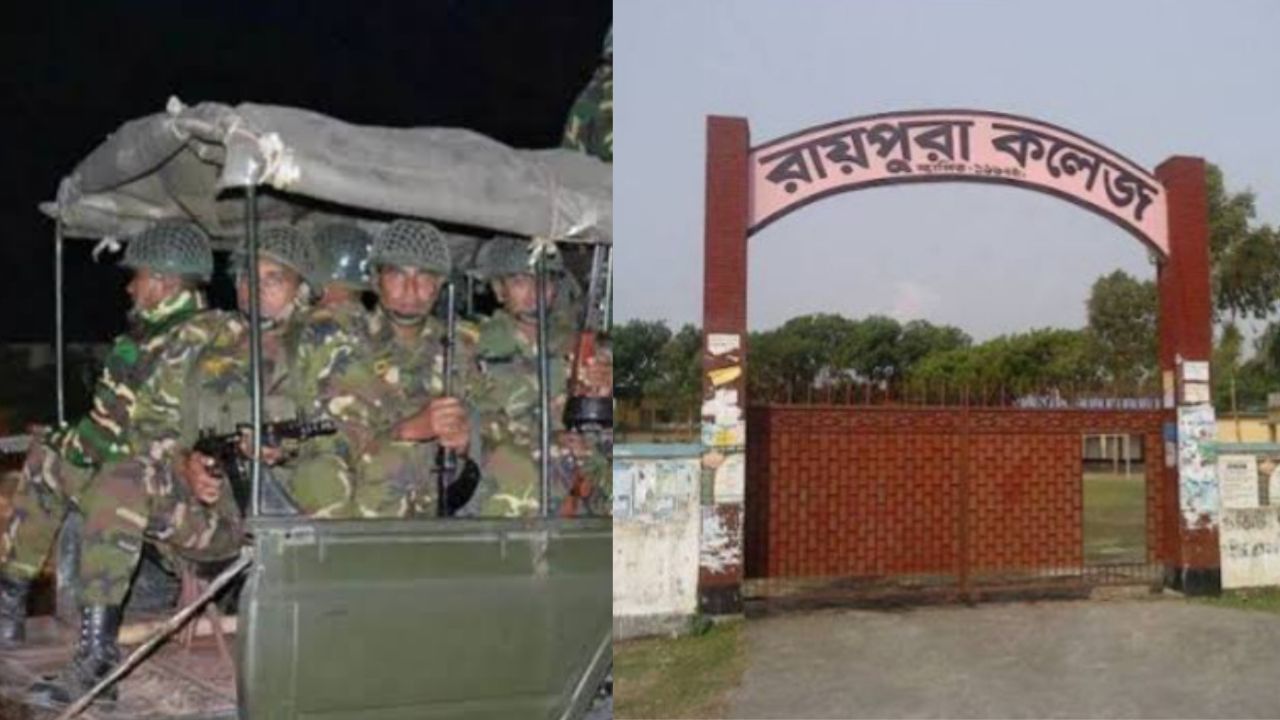 রায়পুরায় আইনশৃঙ্খলা স্বাভাবিক করতে সেনাক্যাম্পসহ চরাঞ্চলে কম্বিং অপারেশন