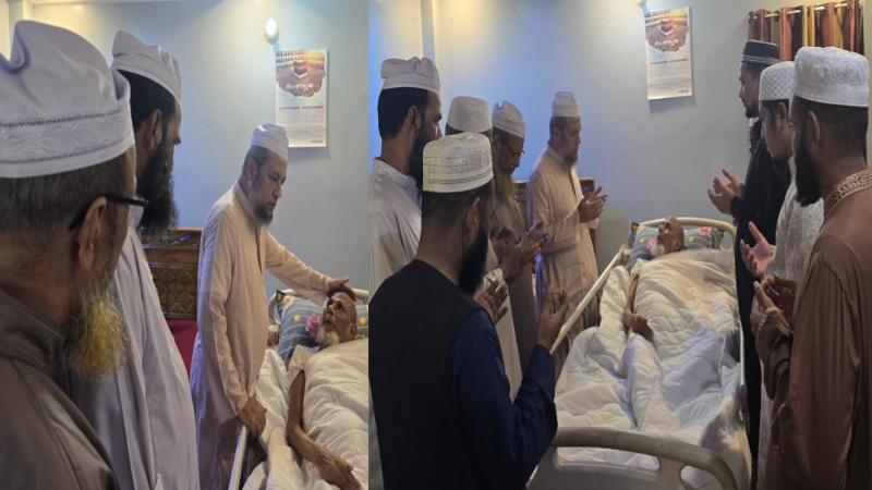 মাওলানা হুছামুদ্দীন চৌধুরী ফুলতলীর অসুস্থ মুহতামিম মাষ্টার আবদুল করিমকে দেখতে গমন
